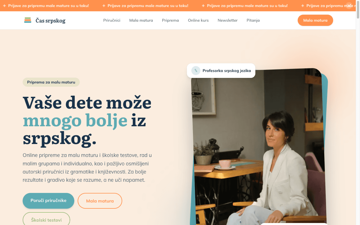 Prodajni sajt za profesorku srpskog jezika